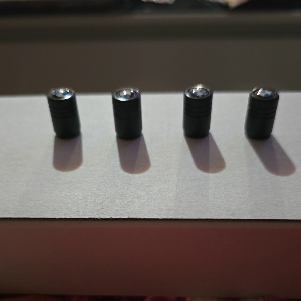 BMW Black Tire Valve Caps with Logo - Picture 2 of 4